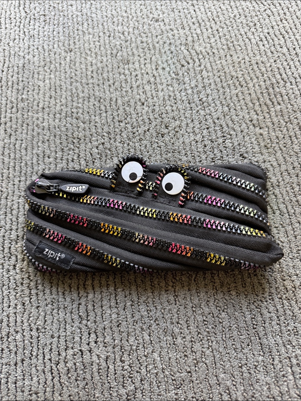 zipit Black Monster Pencil Case with Multicolor Zippers